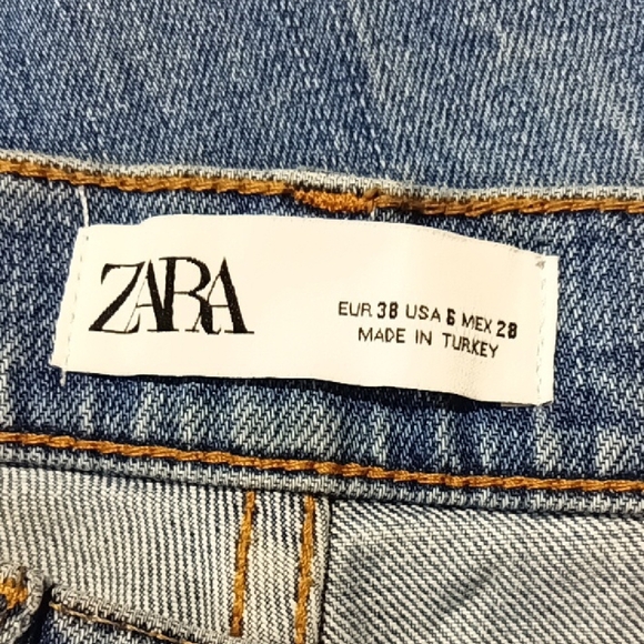 Zara Women's Distressed Valley Blue Slim Boyfriend Jeans Size 6 - Picture 8 of 13